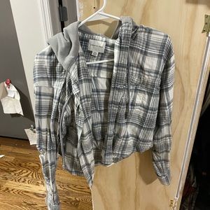 cropped flannel button down